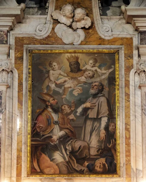 第十七世纪的一位无名画家 代表圣洁的面孔 圣奥古斯丁和 Saintt 乌瓦尔多 Frediano 大教堂 托斯卡纳 意大利 — 图库照片
