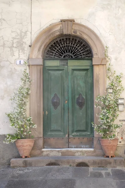 Haustür Detail Aus Der Mittelalterlichen Stadt Lucca Toskana Italien — Stockfoto