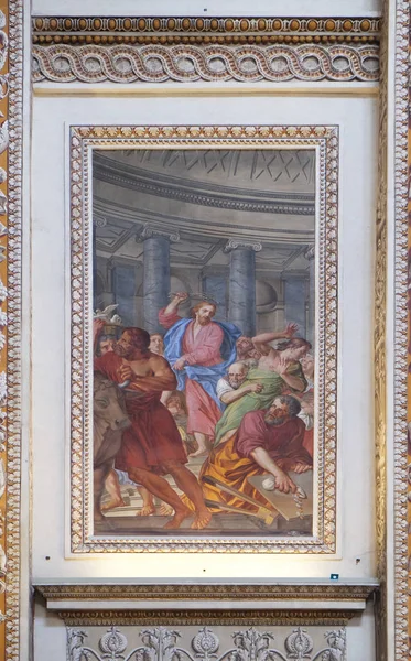 Христос Водіння Трейдерів Від Храму Фреска Базиліці Святого Андрія Мантуї — стокове фото