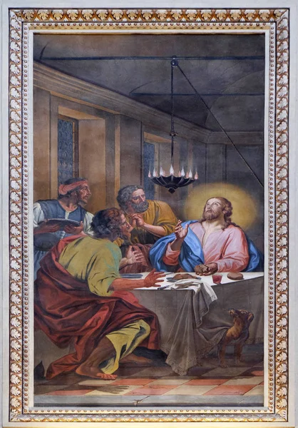 Večeře Emmaus Fresky Bazilice Svatého Ondřeje Mantua Itálie — Stock fotografie