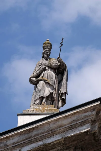 Paus Celestinus Standbeeld Gevel Van Kathedraal Van Mantua Gewijd Aan — Stockfoto