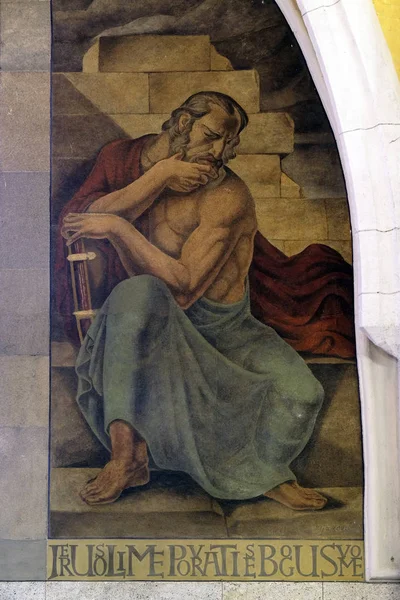 Profeta Geremia Affresco Nella Chiesa San Marco Zagabria Croazia — Foto Stock