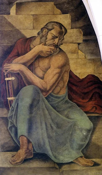 Προφήτης Ιερεμίας Τοιχογραφία Στο Εκκλησία Του Αγίου Μάρκου Στο Ζάγκρεμπ — Φωτογραφία Αρχείου