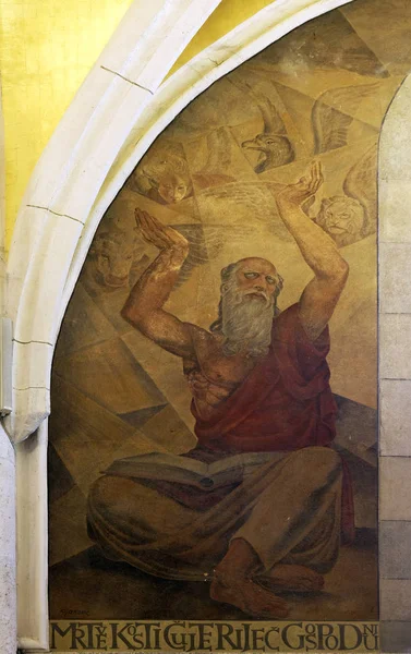 Peygamber Hezekiel Fresk Zagreb Hırvatistan Mark Kilisesi — Stok fotoğraf