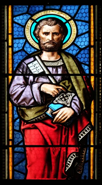 Saint Peter Apostle Stained Glass Window Parish Church Saint Mark — Stock Photo, Image