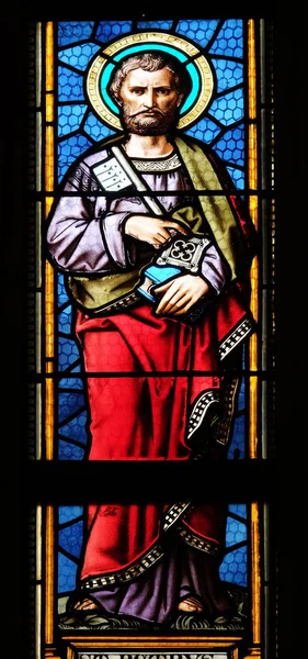 Saint Peter Apostle Stained Glass Window Parish Church Saint Mark — Stock Photo, Image