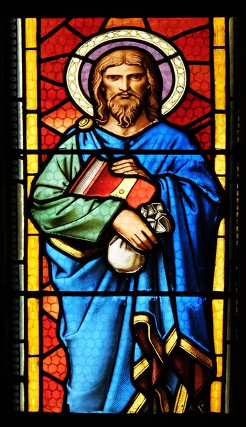 Heiliger Matthäus Der Evangelist Kirchenfenster Der Pfarrkirche Des Heiligen Markus — Stockfoto