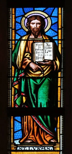 Saint Luke Evangelist Stained Glass Window Parish Church Saint Mark — Stock Photo, Image