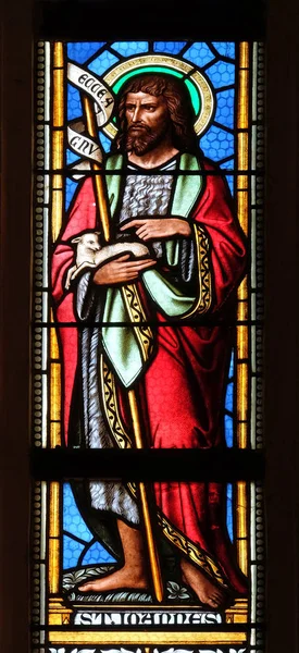 Saint John Baptist Stained Glass Window Parish Church Saint Mark — Stock Photo, Image