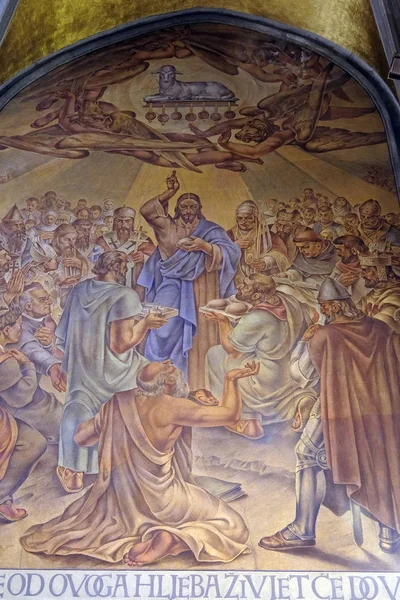 Triunfo Santa Cena Fresco Iglesia San Marcos Zagreb Croacia —  Fotos de Stock