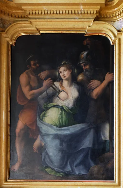 Martelaarschap Van Sint Agatha Van Sicilië Altaarstuk Mantua Kathedraal Gewijd — Stockfoto