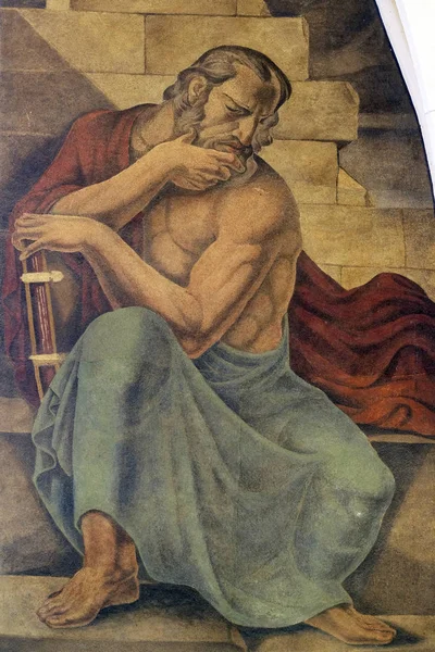 Jeremiás Próféta Freskó Szt Márk Templom Zágráb Horvátország — Stock Fotó