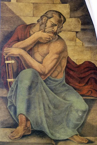 Προφήτης Ιερεμίας Τοιχογραφία Στο Εκκλησία Του Αγίου Μάρκου Στο Ζάγκρεμπ — Φωτογραφία Αρχείου