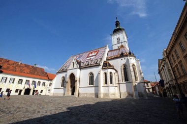 St. Mark Kilisesi tarihi 19 Ağustos 2017 üzerinde 13. yüzyılda Zagreb, Hırvatistan.