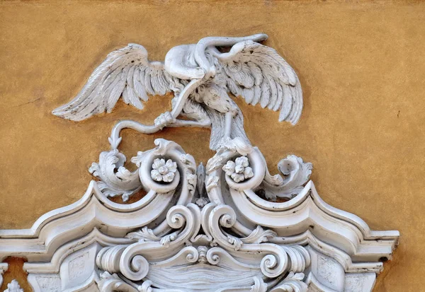 Piękny Dom Fasada Rzeźbione Kamienne Zwierząt Mantua Włochy — Zdjęcie stockowe