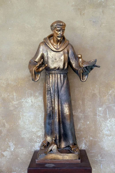 Άγιος Φραγκίσκος Της Ασίζης Άγαλμα Στην Εκκλησία Του Αγίου Φραγκίσκου — Φωτογραφία Αρχείου