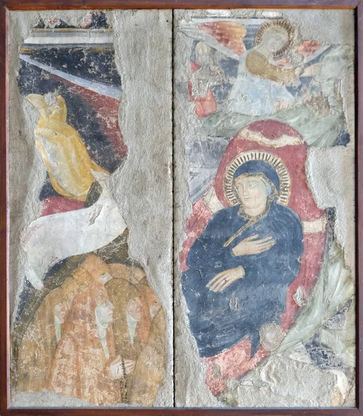 Παλιά Αγιογραφία Τοιχογραφία Στην Εκκλησία Του Αγίου Φραγκίσκου Μάντοβα Ιταλία — Φωτογραφία Αρχείου