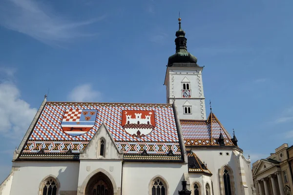2017 日にクロアチア ザグレブの 世紀に聖マルコ教会さかのぼる — ストック写真