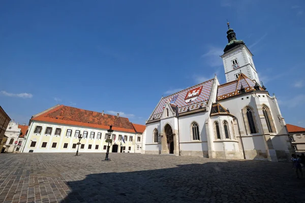 Kerk Van Mark Dateert Uit 13E Eeuw Zagreb Kroatië Augustus — Stockfoto