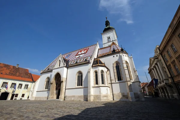 Iglesia San Marcos Data Del Siglo Xiii Zagreb Croacia Agosto — Foto de Stock