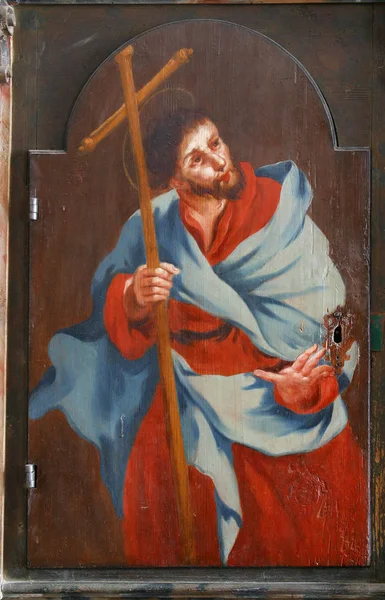Saint Philippe Apôtre Image Sur Une Garde Robe Dans Sacristie — Photo