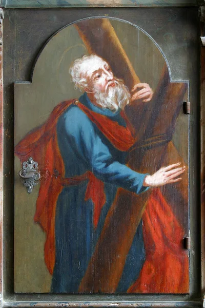 Saint Andrew Het Beeld Van Apostel Een Kast Sacristie Van — Stockfoto