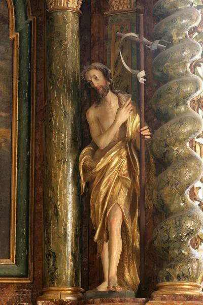 San Giovanni Battista Statua Sull Altare Nella Cappella Del Castello — Foto Stock