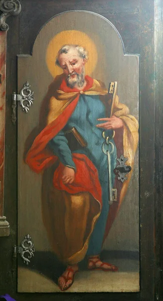 Święty Piotr Apostoł Obraz Szafę Zakrystii Kościoła Niepokalanego Poczęcia Lepoglava — Zdjęcie stockowe