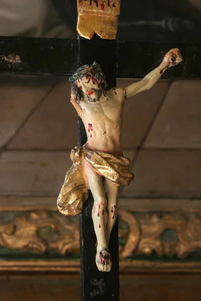 Croce Sull Altare Nella Cappella Del Castello Klenovnik Croazia — Foto Stock