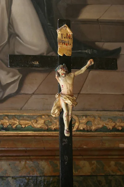 Kreuz Auf Dem Altar Der Burgkapelle Klenovnik Kroatien — Stockfoto