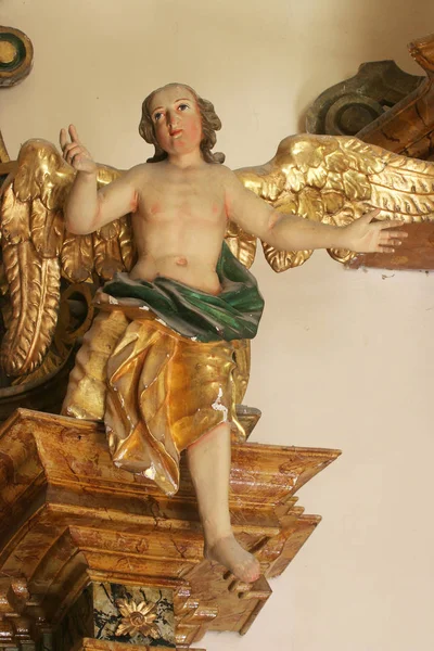 Estátua Anjo Altar Capela Castelo Klenovnik Croácia — Fotografia de Stock