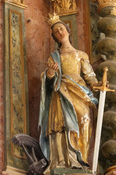 Saint Catherine Alexandriai Szobor Klenovnik Horvátország Kastély Kápolna — Stock Fotó