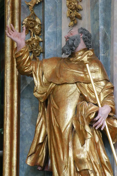 Statua Del Santo Sull Altare San Paolo Eremita Nella Chiesa — Foto Stock