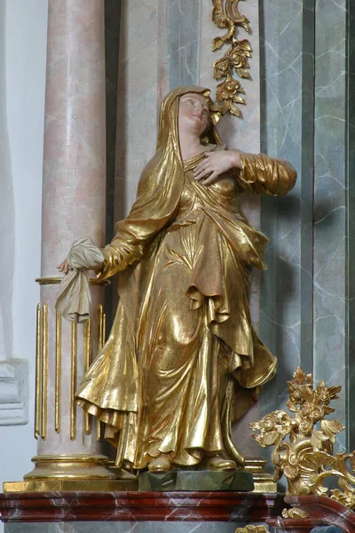 Posąg Najświętszej Maryi Panny Ołtarzu Krzyża Świętego Kościele Niepokalanego Poczęcia — Zdjęcie stockowe