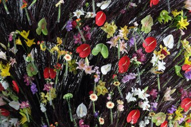 Floraart, 52 Uluslararası Bahçe Sergisi Zagreb, göl Bundek üzerinde 10 Mayıs 2017 maruz kalan çiçekler.