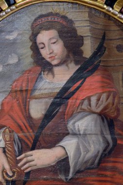 St. Barbara, Bakire ve şehit, madenciler koruyucusu ve iyi bir ölüm mihrabını kilise Saint Barbara Velika Mlaka, Hırvatistan 