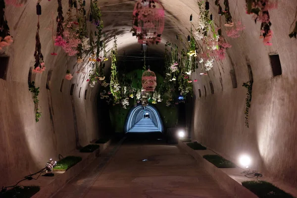 Virágok Vannak Téve Floraart Nemzetközi Kerti Kiállítás Alagútban Zasip Zágrábban — Stock Fotó