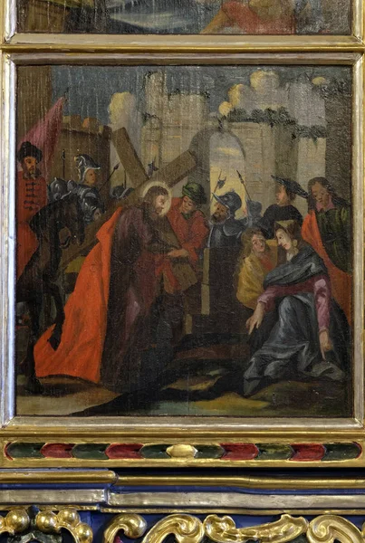 Jesus Erhält Sein Kreuz Altarbild Der Kirche Der Heiligen Barbara — Stockfoto