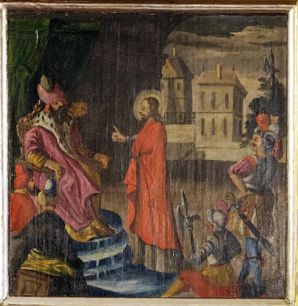 Христос Перед Понтием Пилатом Алтарь Церкви Святой Варвары Велика Млака — стоковое фото