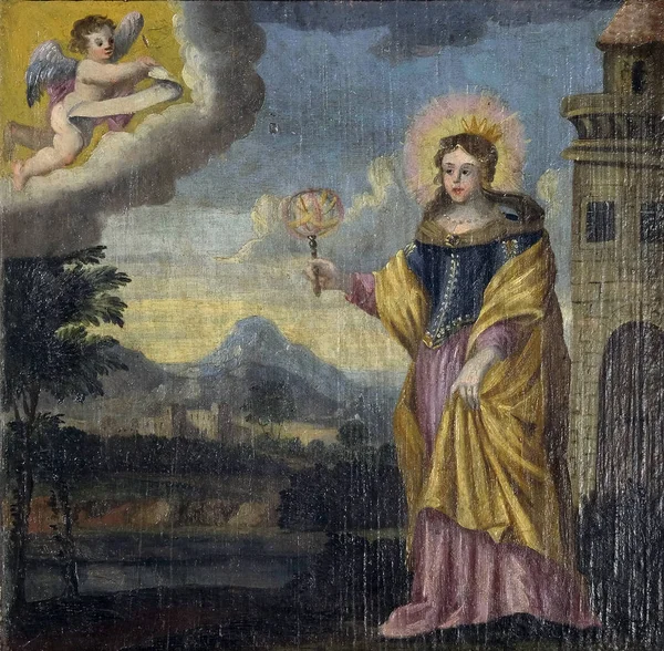 Martiriul Sfintei Barbara Escape Parental Home Altarpiece Church Saint Barbara — Fotografie, imagine de stoc