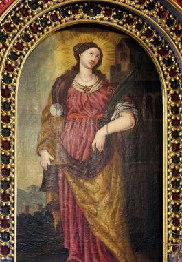 St. Barbara, Bakire ve şehit, madenciler koruyucusu ve iyi bir ölüm mihrabını kilise Saint Barbara Velika Mlaka, Hırvatistan 