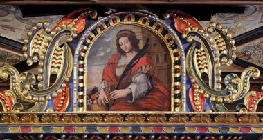 St. Barbara, Bakire ve şehit, madenciler koruyucusu ve iyi bir ölüm mihrabını kilise Saint Barbara Velika Mlaka, Hırvatistan 