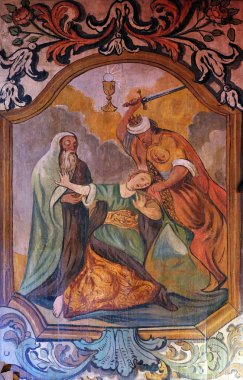 Şehitlik ve ölüm St. Barbara, mihrabını kilise Saint Barbara Velika Mlaka, Hırvatistan