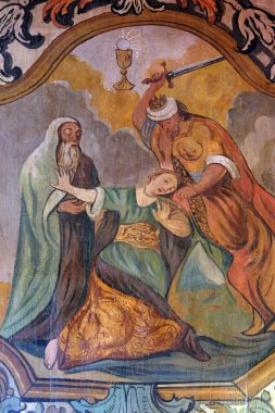 Şehitlik ve ölüm St. Barbara, mihrabını kilise Saint Barbara Velika Mlaka, Hırvatistan 