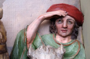 Yeni doğan İsa, Doğum sahnesi, mihrabını Stitar, Hırvatistan aziz Matthew kilise ibadet gelen İncil kralların eskort karakterlerinden