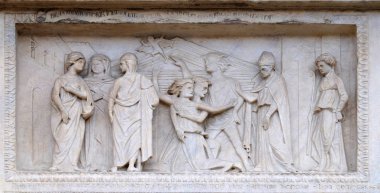 Agostino di Duccio, yaklaşık 1442, Modena Katedrali, İtalya tarafından St. Geminiano ömrünü bölümlerini paneliyle 