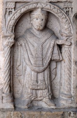St. Geminianus, Wiligelmo, Princes Gate, Modena Katedrali, İtalya'nın takipçileri tarafından bas Rölyef 
