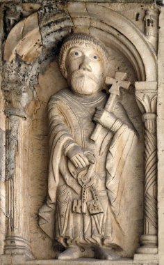 Saint Peter havari, bas Rölyef takipçileri tarafından Wiligelmo, Princes Gate, Modena Katedrali, İtalya 