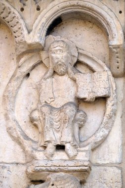 Genesis hikayeleri ile plaka: Abel ve Cain, Tanrı Baba, kabartma Wiligelmo, Modena Katedrali, İtalya tarafından hakkında hikaye