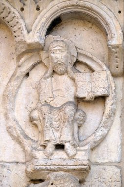 Genesis hikayeleri ile plaka: Abel ve Cain, Tanrı Baba, kabartma Wiligelmo, Modena Katedrali, İtalya tarafından hakkında hikaye